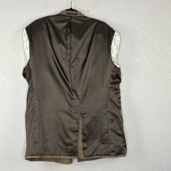 Club Room Men's 43R Double Breasted Sport Coat Wool Silk Gatsby Tan Brown Check - Picture 5 of 9